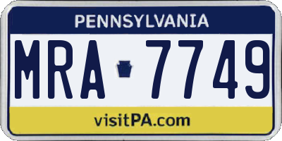 PA license plate MRA7749