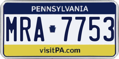 PA license plate MRA7753