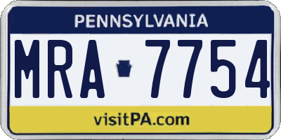 PA license plate MRA7754