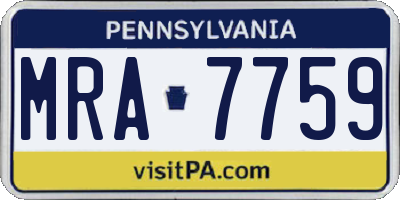PA license plate MRA7759