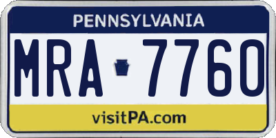 PA license plate MRA7760