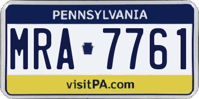 PA license plate MRA7761