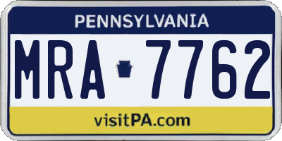 PA license plate MRA7762