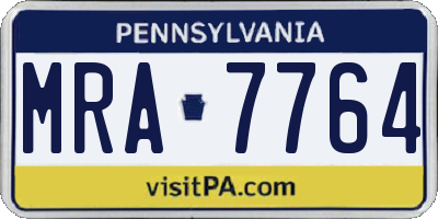 PA license plate MRA7764
