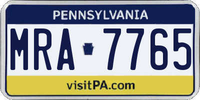PA license plate MRA7765