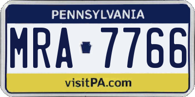 PA license plate MRA7766