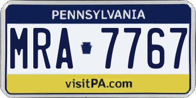 PA license plate MRA7767