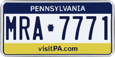 PA license plate MRA7771