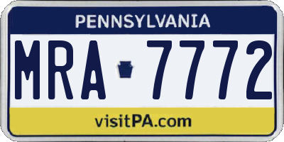 PA license plate MRA7772