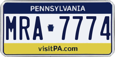 PA license plate MRA7774