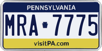 PA license plate MRA7775