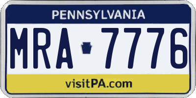 PA license plate MRA7776