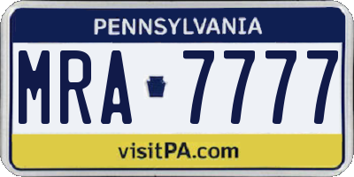 PA license plate MRA7777