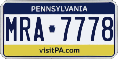 PA license plate MRA7778