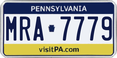PA license plate MRA7779