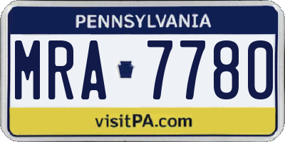 PA license plate MRA7780