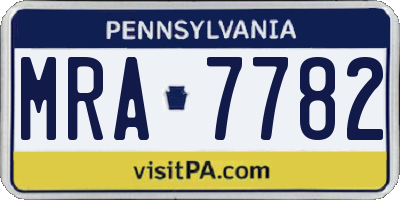 PA license plate MRA7782