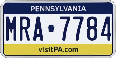 PA license plate MRA7784