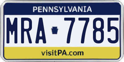 PA license plate MRA7785