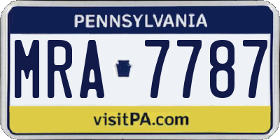 PA license plate MRA7787