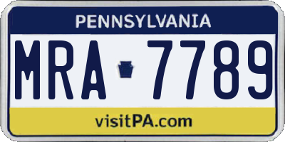 PA license plate MRA7789