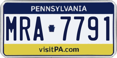 PA license plate MRA7791