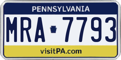 PA license plate MRA7793
