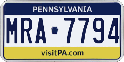 PA license plate MRA7794