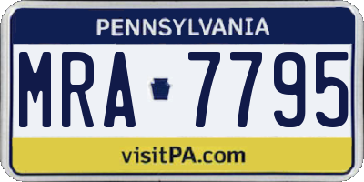 PA license plate MRA7795