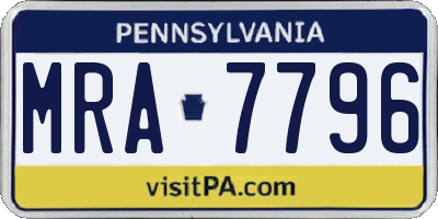PA license plate MRA7796