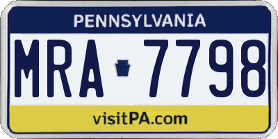 PA license plate MRA7798