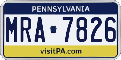 PA license plate MRA7826