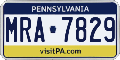 PA license plate MRA7829