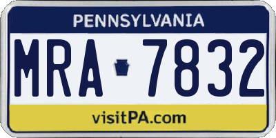 PA license plate MRA7832