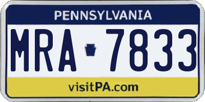 PA license plate MRA7833
