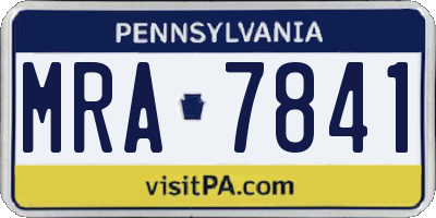 PA license plate MRA7841