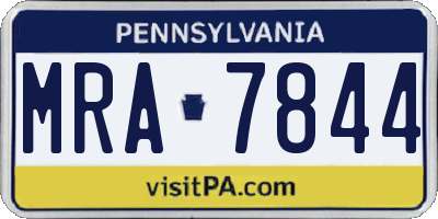 PA license plate MRA7844