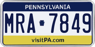 PA license plate MRA7849