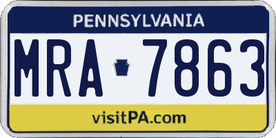 PA license plate MRA7863