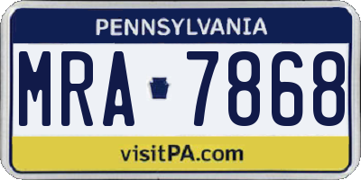 PA license plate MRA7868