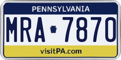 PA license plate MRA7870