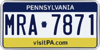 PA license plate MRA7871