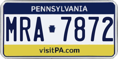 PA license plate MRA7872