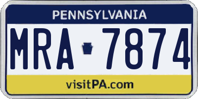 PA license plate MRA7874