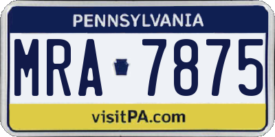 PA license plate MRA7875