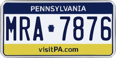 PA license plate MRA7876