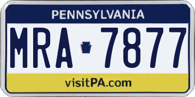 PA license plate MRA7877
