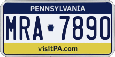 PA license plate MRA7890