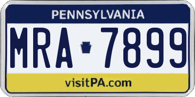 PA license plate MRA7899