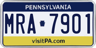PA license plate MRA7901